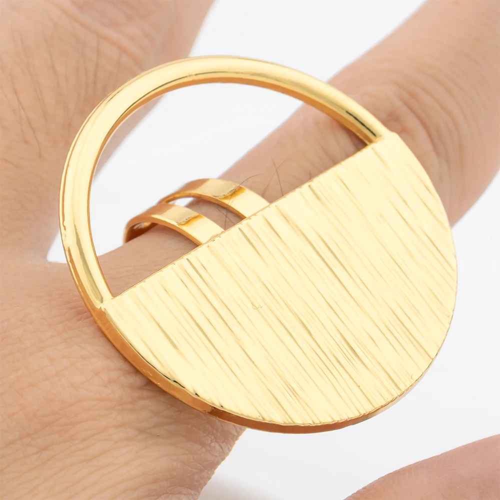 Gold Color Jewelry Set For Women Dubai Round Earrings Adjustable Ring Nigeria Bridal Jewelry Accessories Wedding Bracelet Party