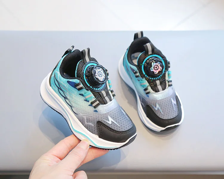 Tenis Child Shoe Casual Sneaker for Boy Kid Shoe for Girl Rotating Buttons Running Shoe for Girl Soft Sole Mesh Braeathable Shoe