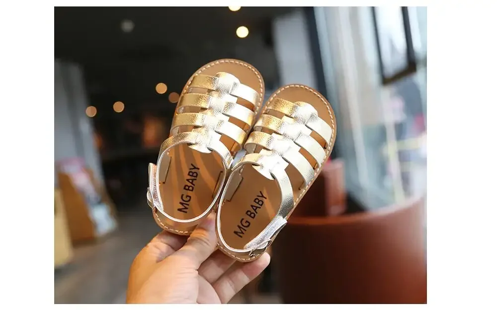 1-6 Years Children Summer Outdoor Beach Shoes Girls Princess Knitted Open Toed Sandals Gold, Silver, Black