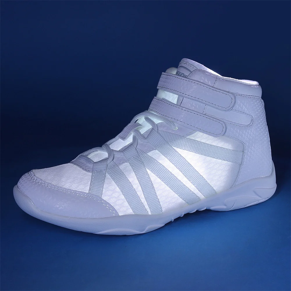 BAXINIER Girls White High Top Cheerleading Shoes Lightweight Youth Cheer Competition Sneakers Training Dance Tennis Shoes