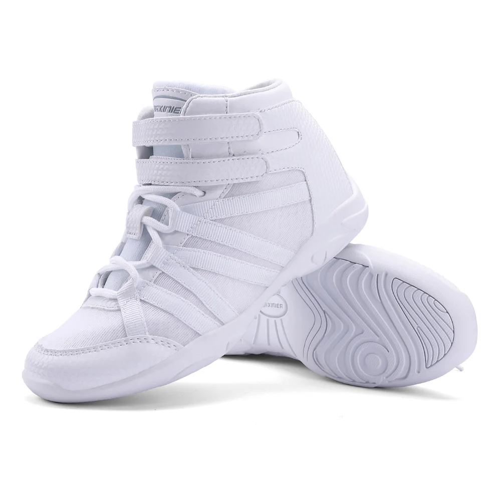 BAXINIER Girls White High Top Cheerleading Shoes Lightweight Youth Cheer Competition Sneakers Training Dance Tennis Shoes