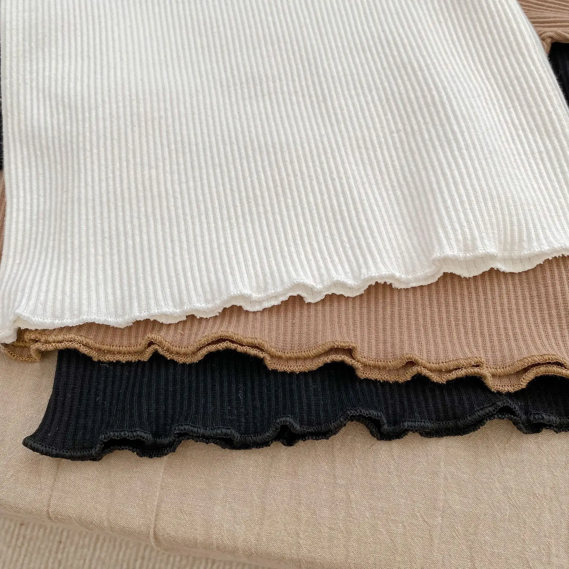 New Baby Long Sleeve T Shirt Girls Cotton Casual Tees Infant Ruffled Versatile Shirts Kids Floral Striped Bottoming Tops