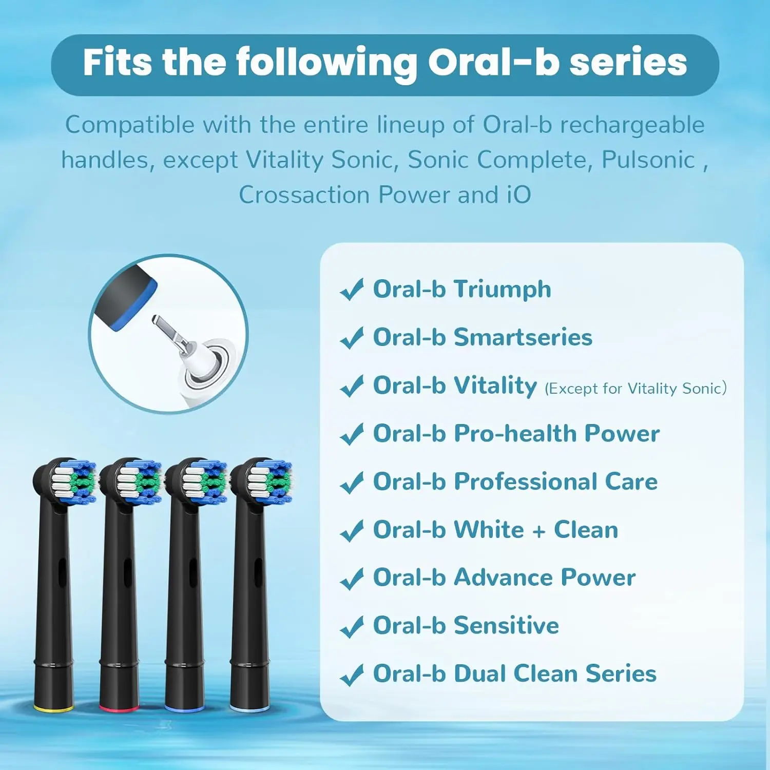 Replacement Toothbrush Heads For Oral B Precision Clean Toothbrush Replacement Brush Heads Black Nozzles For Oralb (Not for iO)