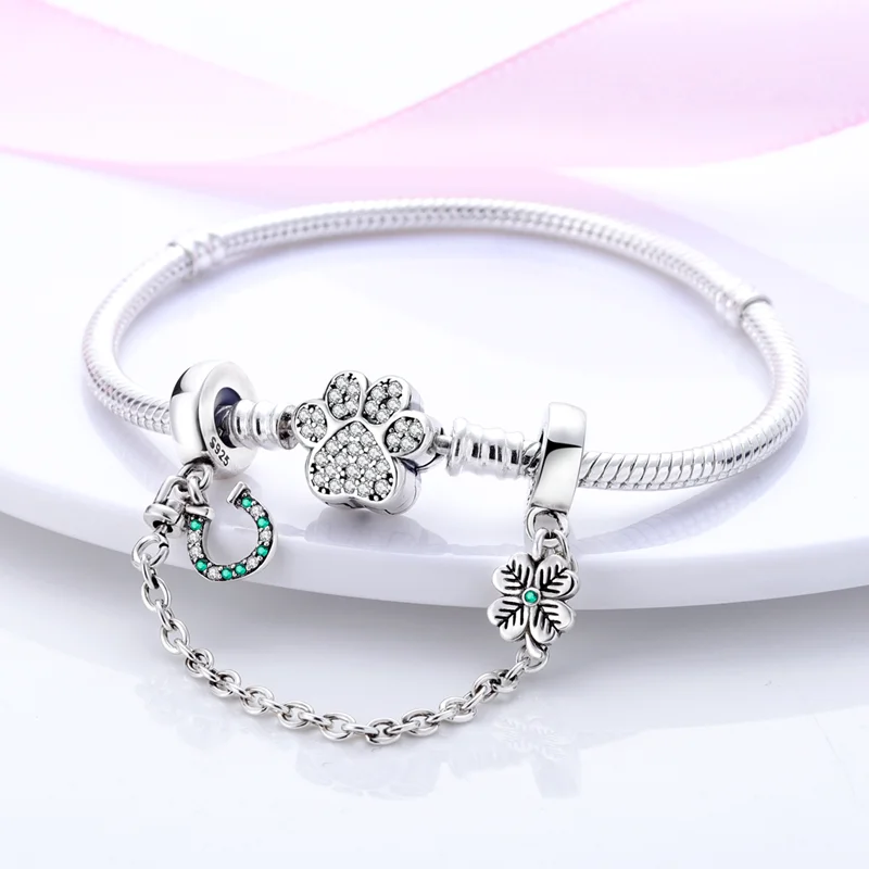 2024 New Hot Genuine 925 Sterling Silver Star Moon Sunflower Safety Chain Spacer Bead Charm for Brand Original Bracelet DIY