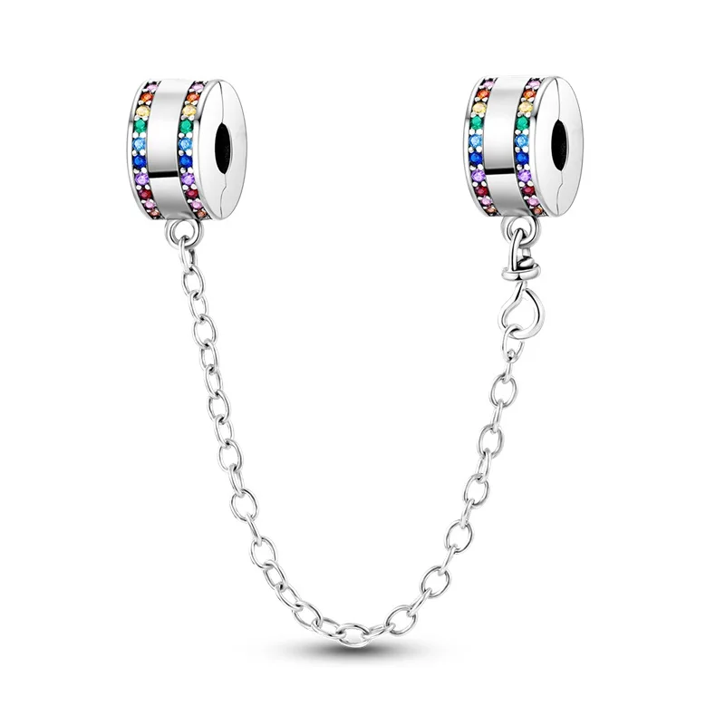 2024 New Hot Genuine 925 Sterling Silver Star Moon Sunflower Safety Chain Spacer Bead Charm for Brand Original Bracelet DIY
