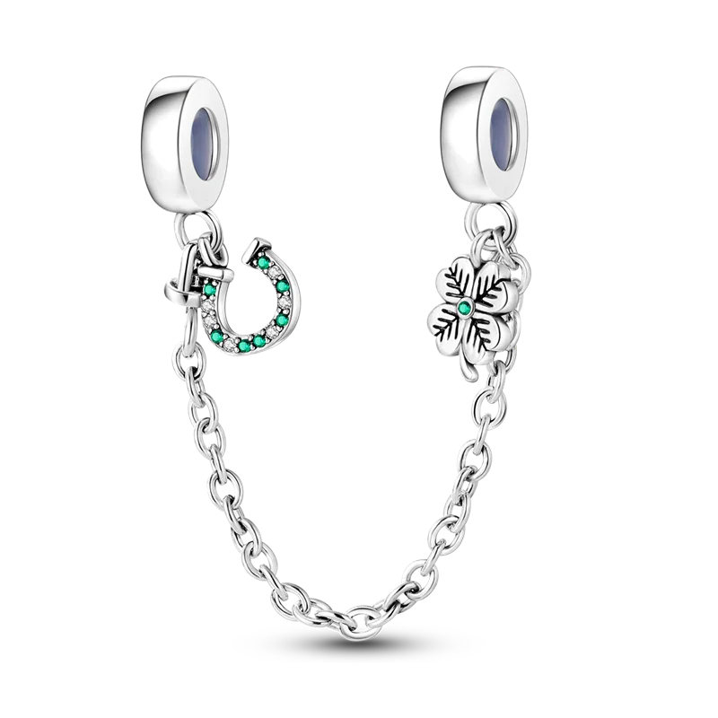 2024 New Hot Genuine 925 Sterling Silver Star Moon Sunflower Safety Chain Spacer Bead Charm for Brand Original Bracelet DIY