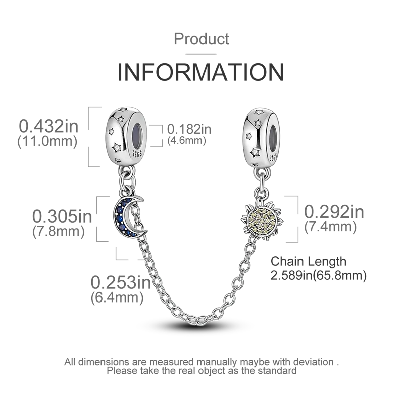 2024 New Hot Genuine 925 Sterling Silver Star Moon Sunflower Safety Chain Spacer Bead Charm for Brand Original Bracelet DIY