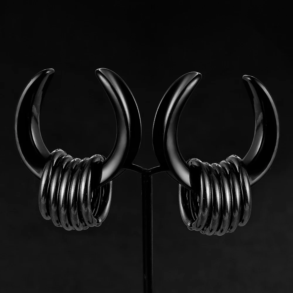 Twolobes 2PCS 316 Stainless Steel Ear Saddles with Loops Expander Piercing Women Men Body Jewelry Tunnels Stretcher