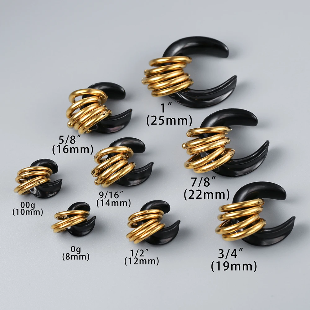 Twolobes 2PCS 316 Stainless Steel Ear Saddles with Loops Expander Piercing Women Men Body Jewelry Tunnels Stretcher