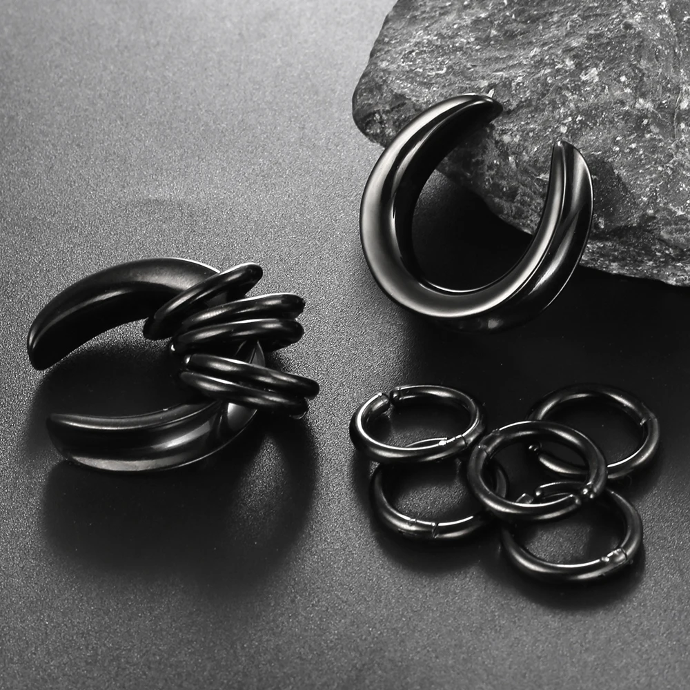 Twolobes 2PCS 316 Stainless Steel Ear Saddles with Loops Expander Piercing Women Men Body Jewelry Tunnels Stretcher