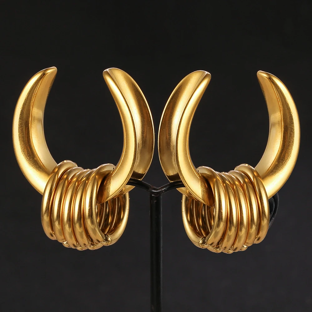 Twolobes 2PCS 316 Stainless Steel Ear Saddles with Loops Expander Piercing Women Men Body Jewelry Tunnels Stretcher