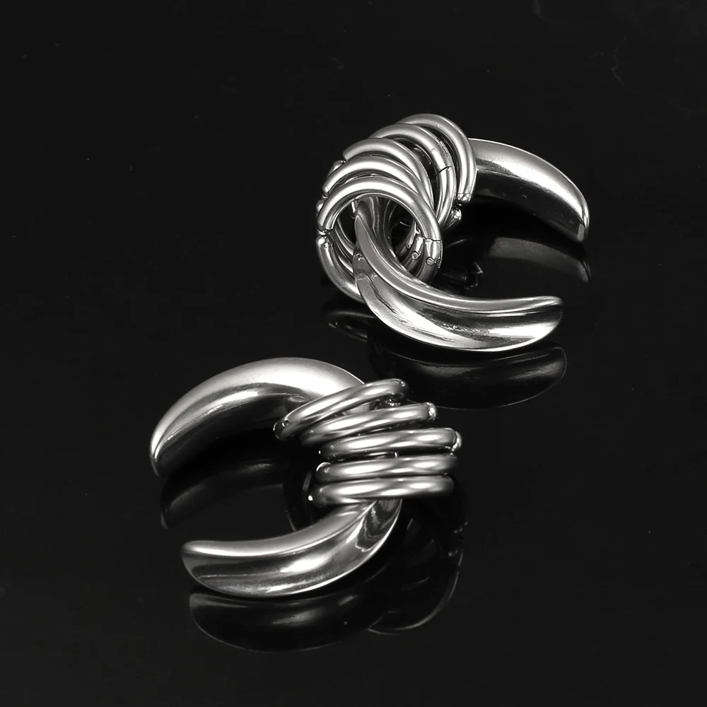Twolobes 2PCS 316 Stainless Steel Ear Saddles with Loops Expander Piercing Women Men Body Jewelry Tunnels Stretcher