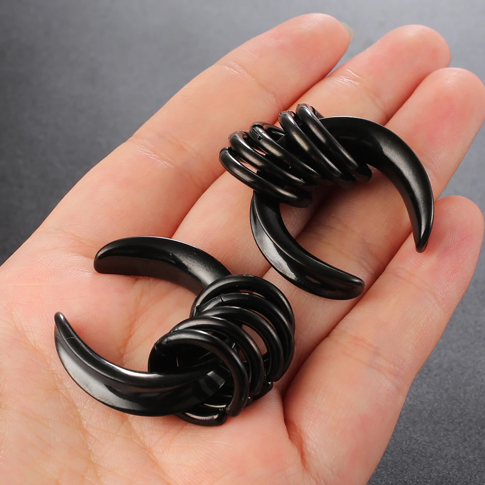 Twolobes 2PCS 316 Stainless Steel Ear Saddles with Loops Expander Piercing Women Men Body Jewelry Tunnels Stretcher