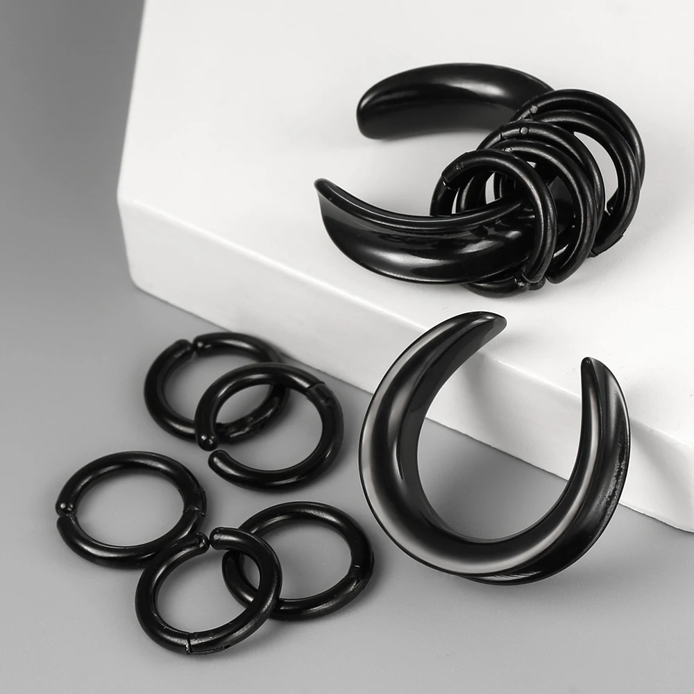 Twolobes 2PCS 316 Stainless Steel Ear Saddles with Loops Expander Piercing Women Men Body Jewelry Tunnels Stretcher