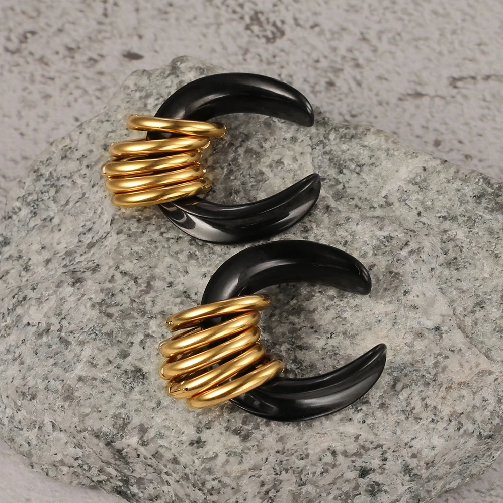 Twolobes 2PCS 316 Stainless Steel Ear Saddles with Loops Expander Piercing Women Men Body Jewelry Tunnels Stretcher