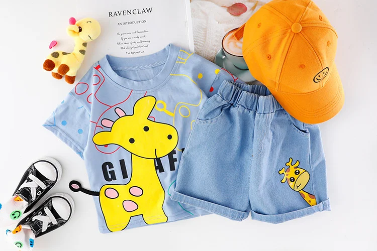 New Summer Baby Girls Clothes Suit Children Boys Fashion Cartoon T-Shirt Shorts 2Pcs/Sets Toddler Casual Costume Kids Tracksuits