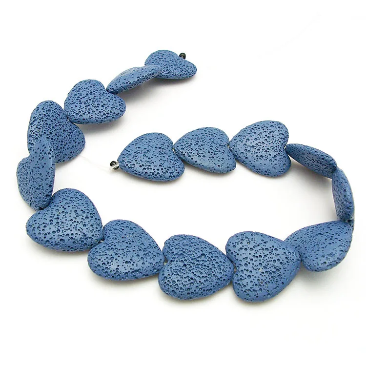 20MM Natural Lava Colorful Heart Shaped Volcanic Stone Spacer Beads Charming Loose Beads DIY Earrings Necklace Jewelry