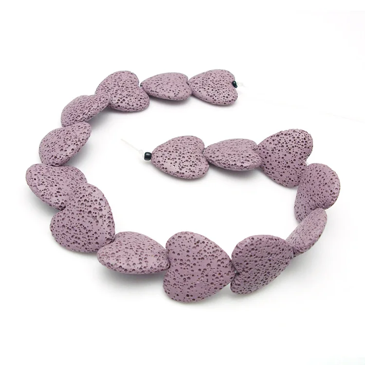 20MM Natural Lava Colorful Heart Shaped Volcanic Stone Spacer Beads Charming Loose Beads DIY Earrings Necklace Jewelry