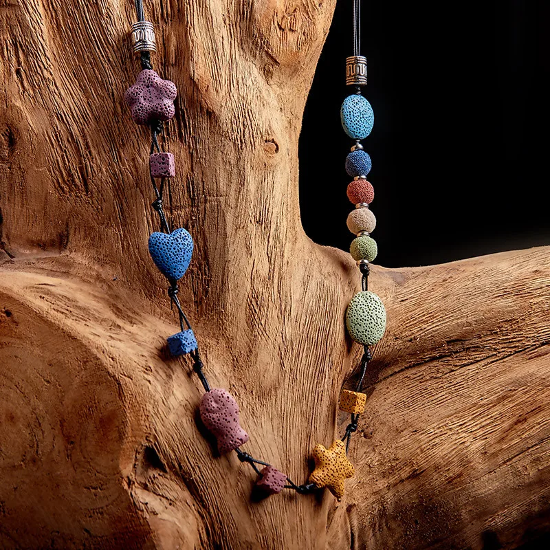 20MM Natural Lava Colorful Heart Shaped Volcanic Stone Spacer Beads Charming Loose Beads DIY Earrings Necklace Jewelry