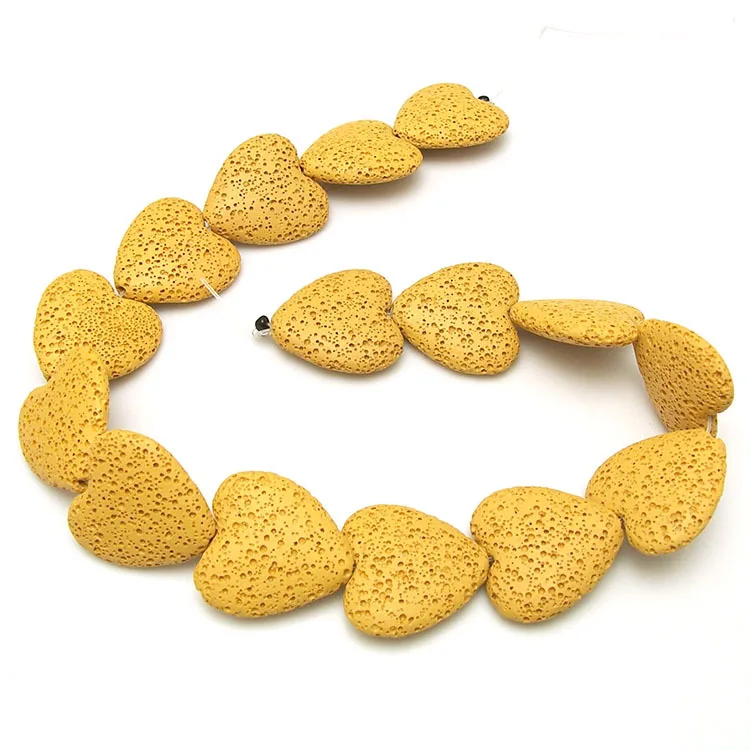 20MM Natural Lava Colorful Heart Shaped Volcanic Stone Spacer Beads Charming Loose Beads DIY Earrings Necklace Jewelry