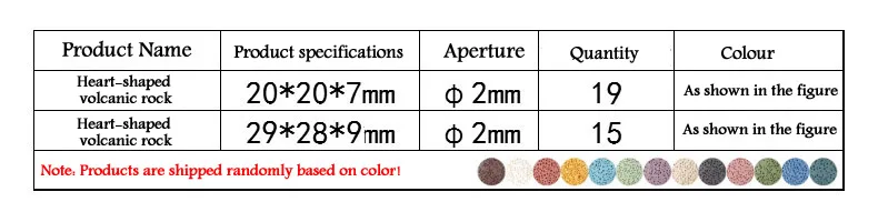 20MM Natural Lava Colorful Heart Shaped Volcanic Stone Spacer Beads Charming Loose Beads DIY Earrings Necklace Jewelry