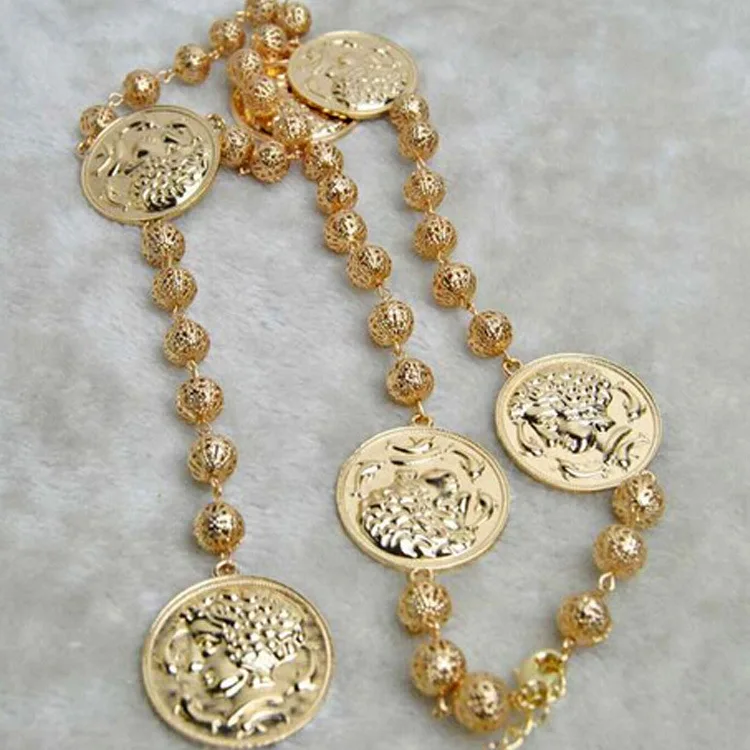 Trendy Baroque Style Metal Head Pendant Necklace for Women Party Wedding Jewelry
