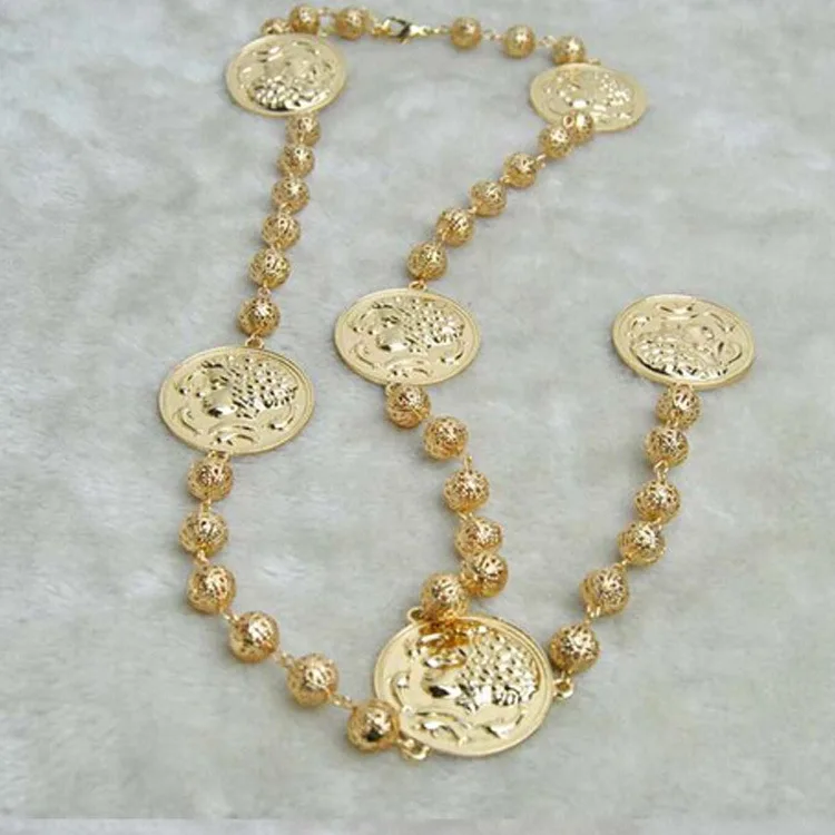 Trendy Baroque Style Metal Head Pendant Necklace for Women Party Wedding Jewelry