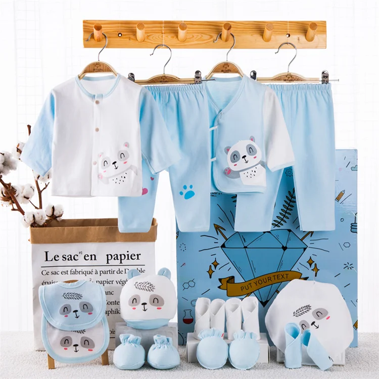 Lawadka 18piece/lot Newborn Baby Clothes For Girls Boys Sets 100% Cotton Infant Spring Autumn Soft Boy Clothing New born Hat Bib