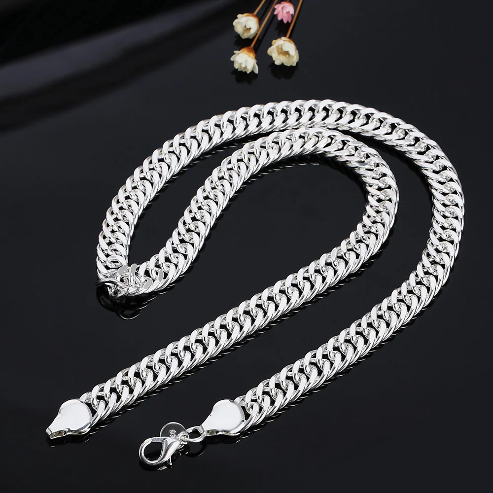 New 925 Sterling Silver Cuban Necklace, 20/22/24 Inches, 6mm/10mm Side Chain, Unisex, Hip-Hop Everyday Jewelry.