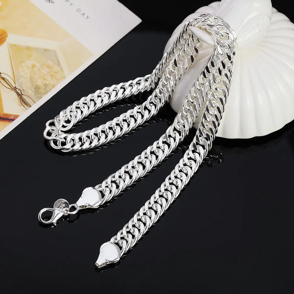 New 925 Sterling Silver Cuban Necklace, 20/22/24 Inches, 6mm/10mm Side Chain, Unisex, Hip-Hop Everyday Jewelry.