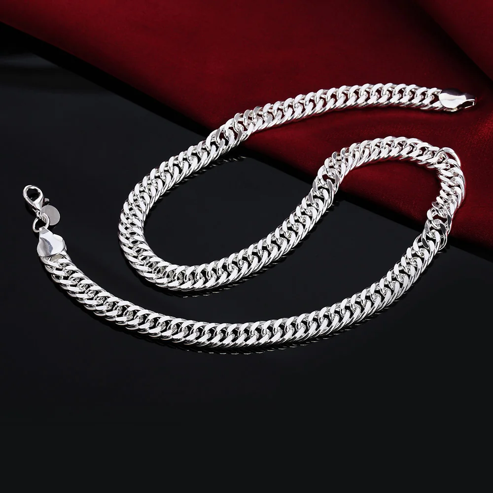New 925 Sterling Silver Cuban Necklace, 20/22/24 Inches, 6mm/10mm Side Chain, Unisex, Hip-Hop Everyday Jewelry.