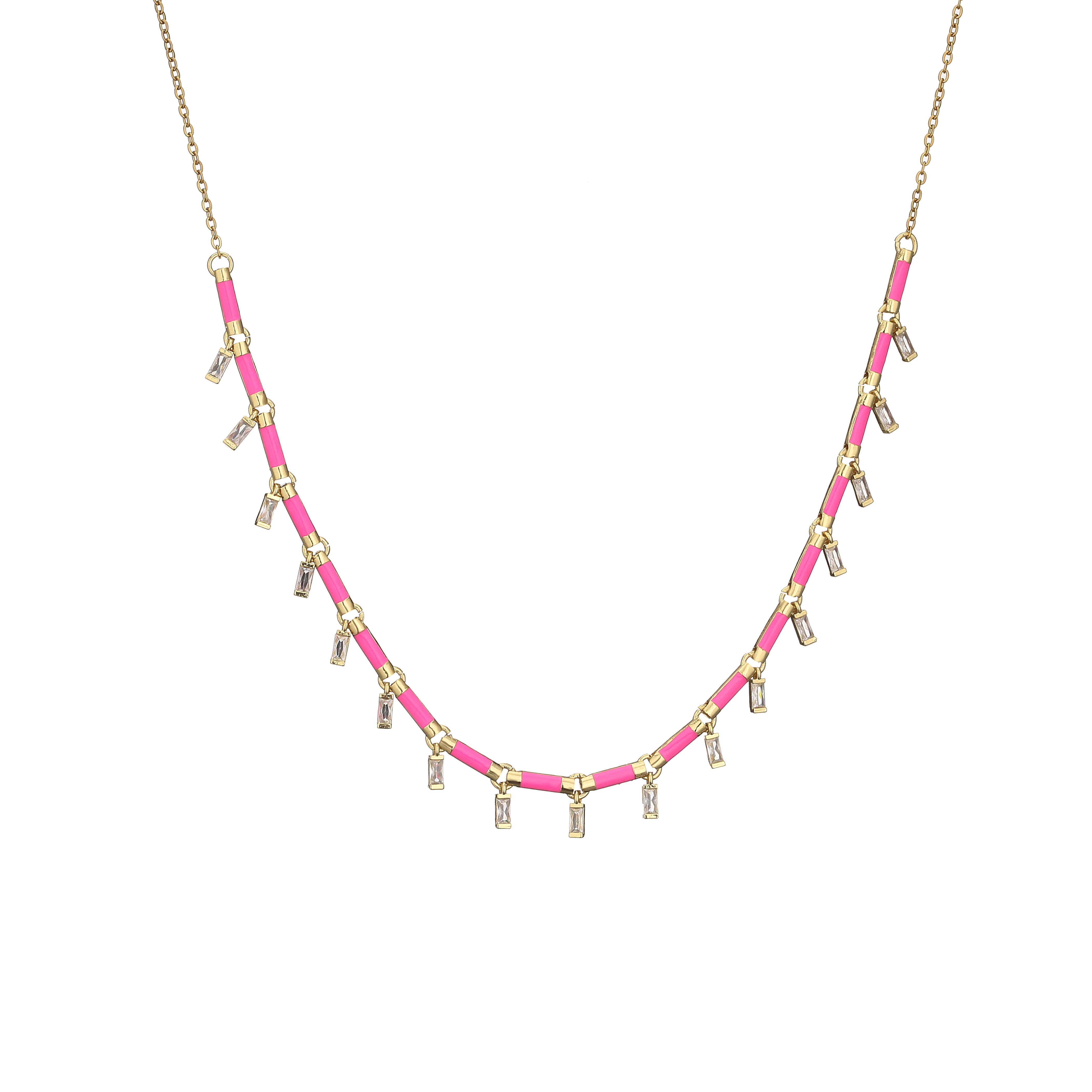 18K Gold Plated Brass Star CZ Necklace Enamel Drop Glaze Colorful Choker Adjustable Stackable Women's Jewelry Gift