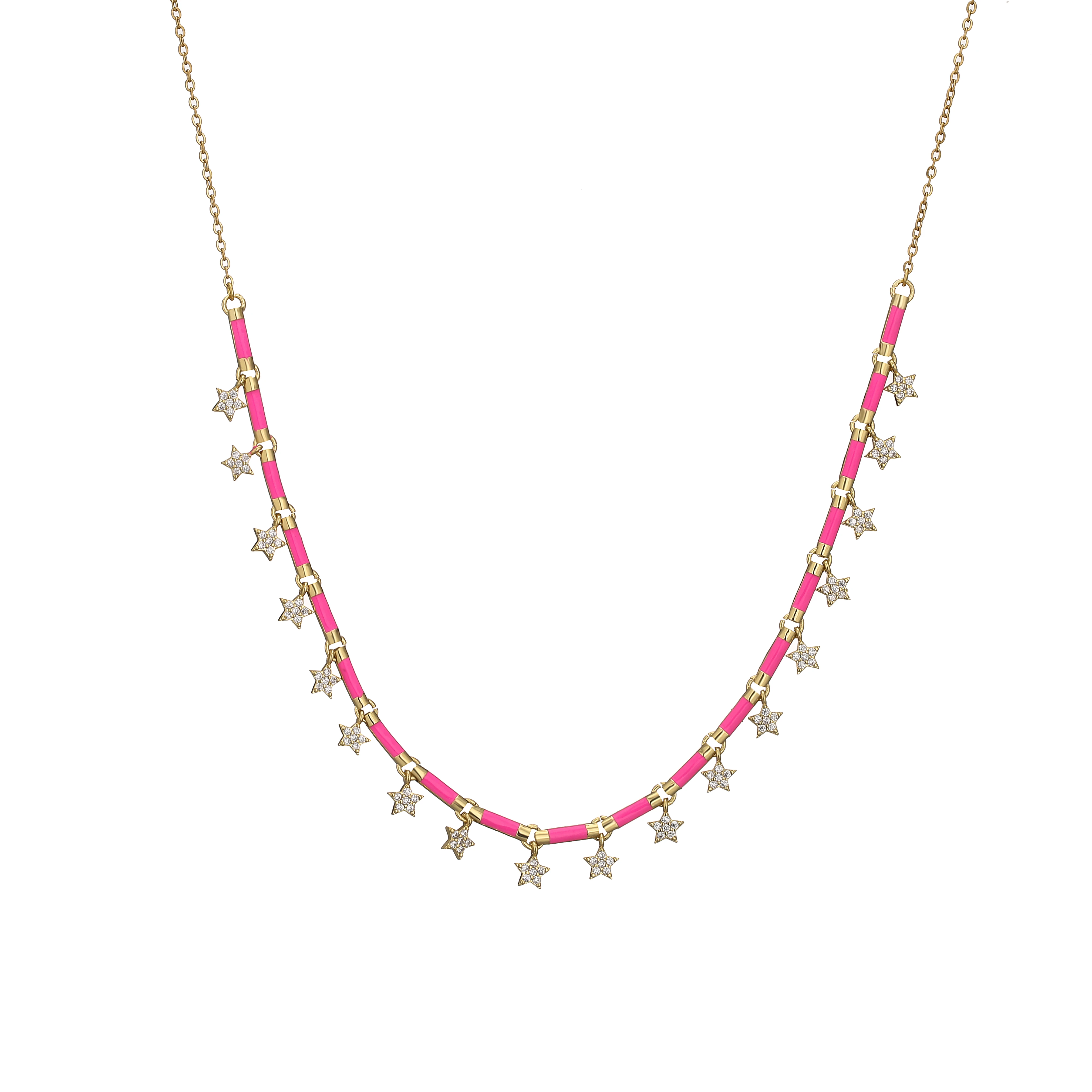 18K Gold Plated Brass Star CZ Necklace Enamel Drop Glaze Colorful Choker Adjustable Stackable Women's Jewelry Gift