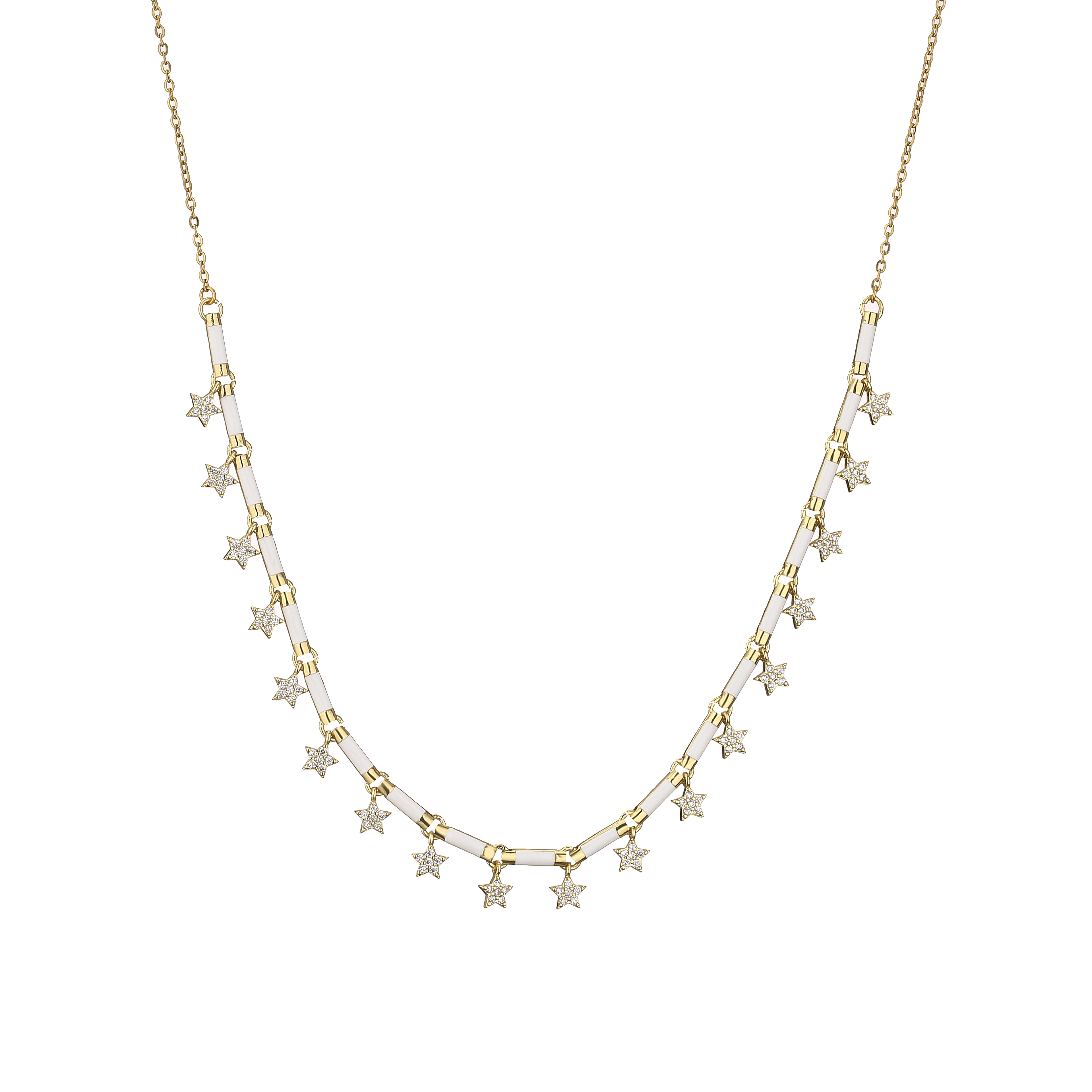 18K Gold Plated Brass Star CZ Necklace Enamel Drop Glaze Colorful Choker Adjustable Stackable Women's Jewelry Gift