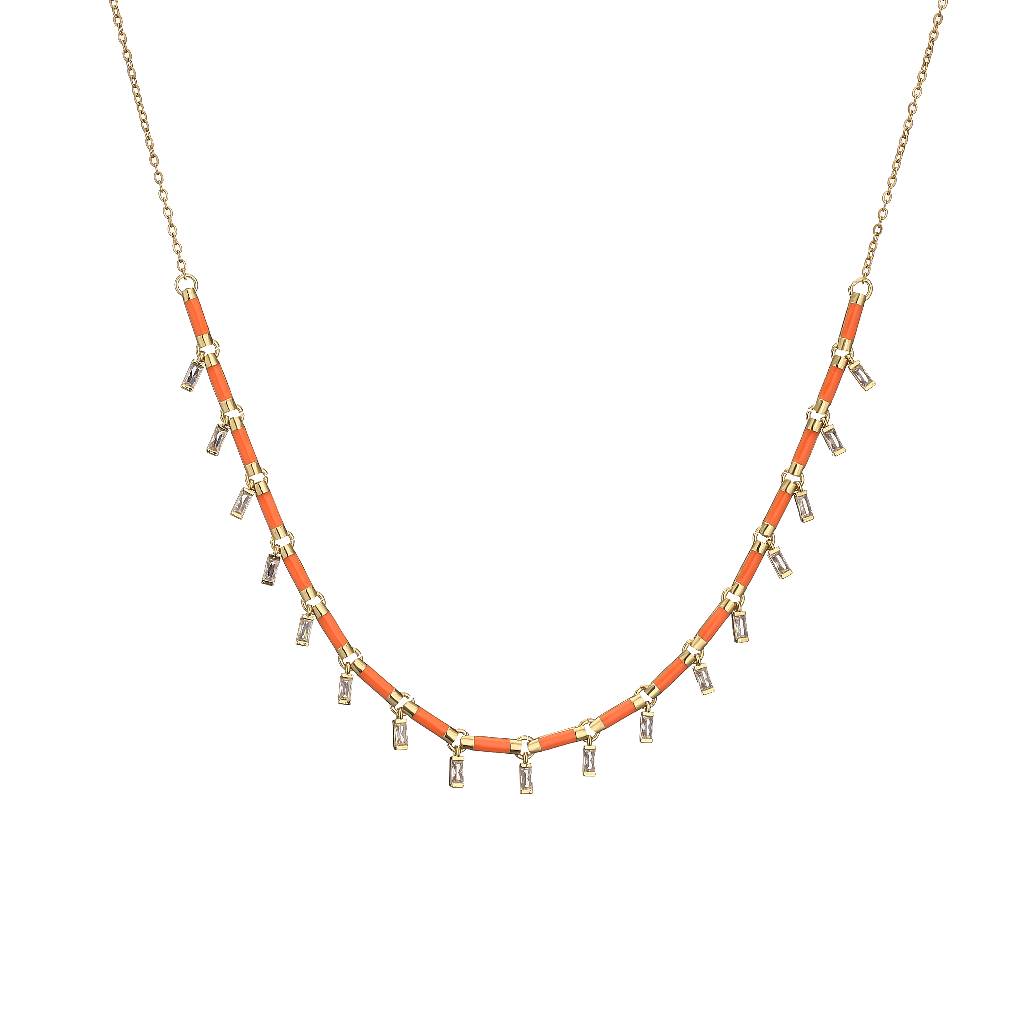 18K Gold Plated Brass Star CZ Necklace Enamel Drop Glaze Colorful Choker Adjustable Stackable Women's Jewelry Gift