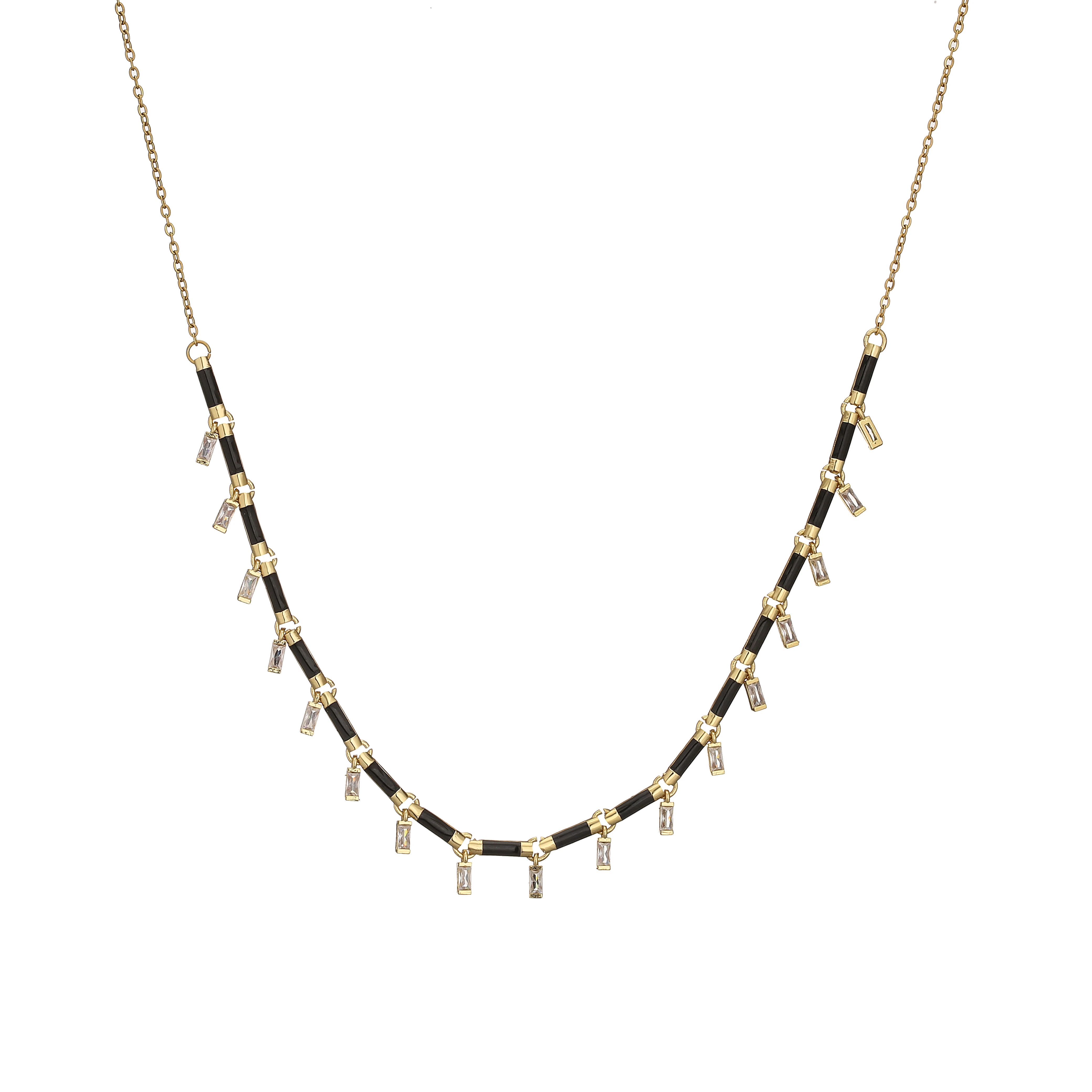 18K Gold Plated Brass Star CZ Necklace Enamel Drop Glaze Colorful Choker Adjustable Stackable Women's Jewelry Gift