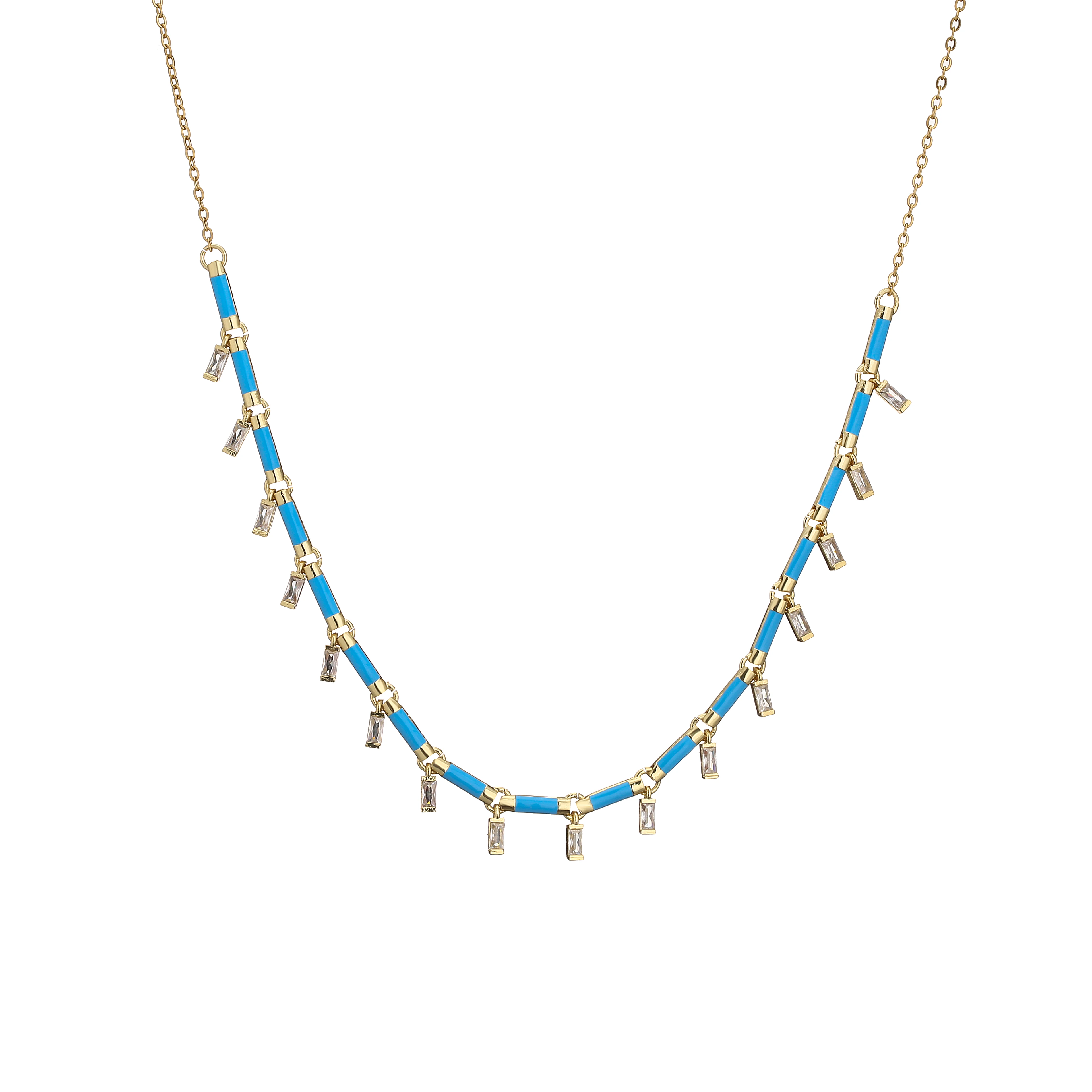 18K Gold Plated Brass Star CZ Necklace Enamel Drop Glaze Colorful Choker Adjustable Stackable Women's Jewelry Gift