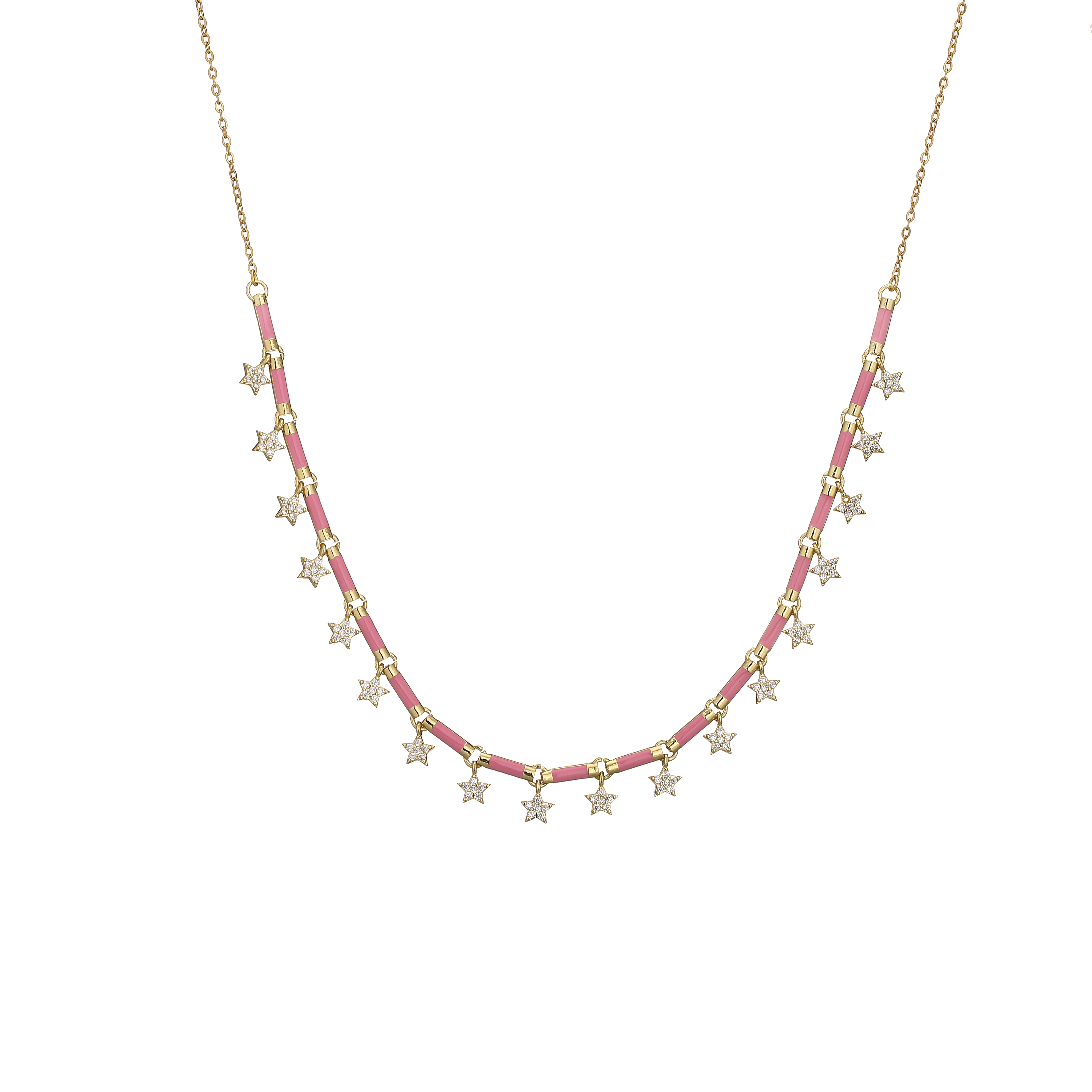 18K Gold Plated Brass Star CZ Necklace Enamel Drop Glaze Colorful Choker Adjustable Stackable Women's Jewelry Gift