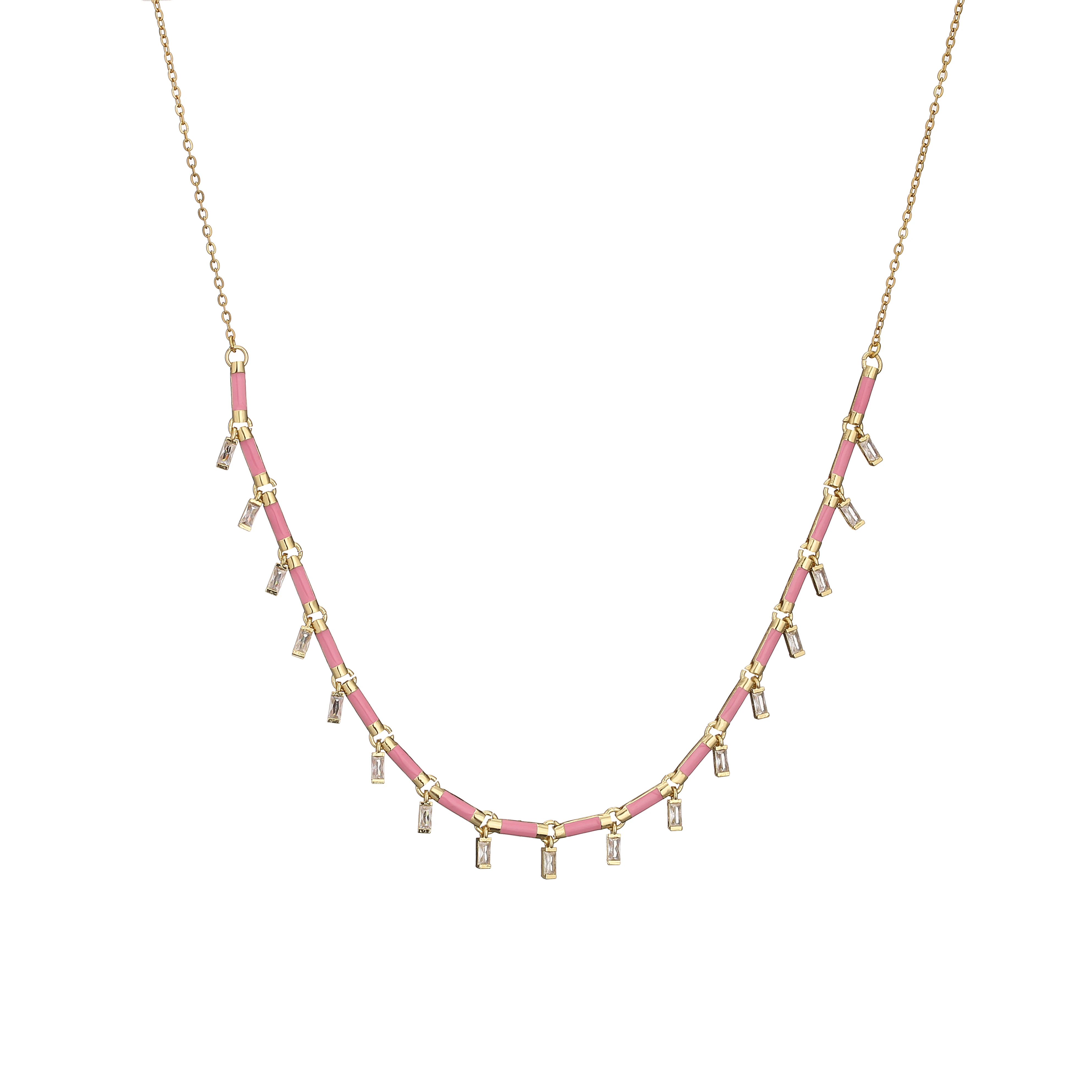 18K Gold Plated Brass Star CZ Necklace Enamel Drop Glaze Colorful Choker Adjustable Stackable Women's Jewelry Gift