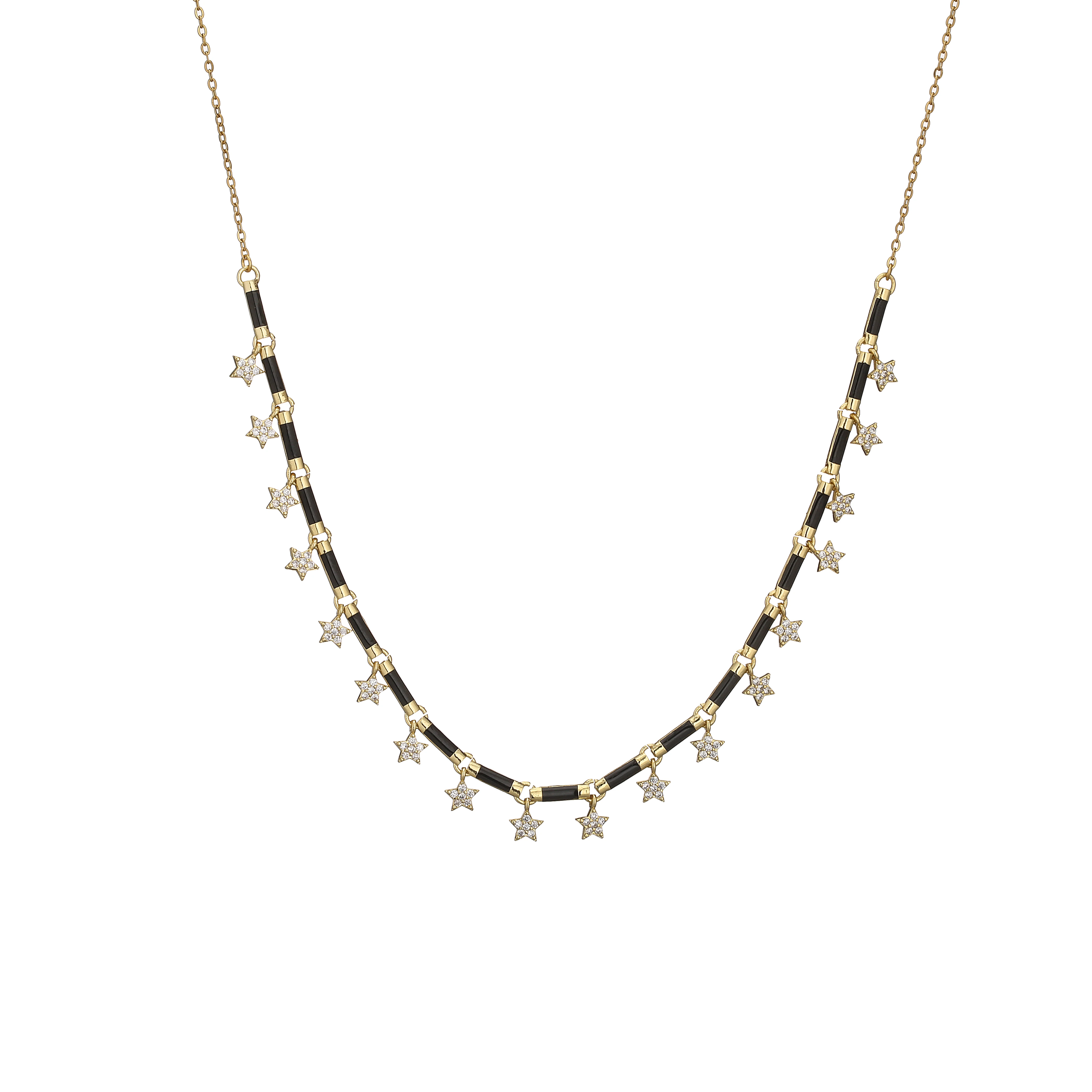 18K Gold Plated Brass Star CZ Necklace Enamel Drop Glaze Colorful Choker Adjustable Stackable Women's Jewelry Gift