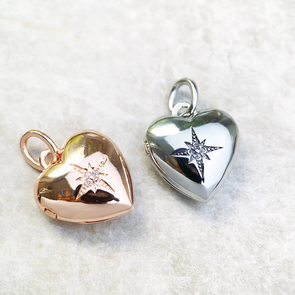 Heart Locket with Star Pendant New Fine Jewelry Europe Accessories 925 Sterling Silver Romantic Gift For Women