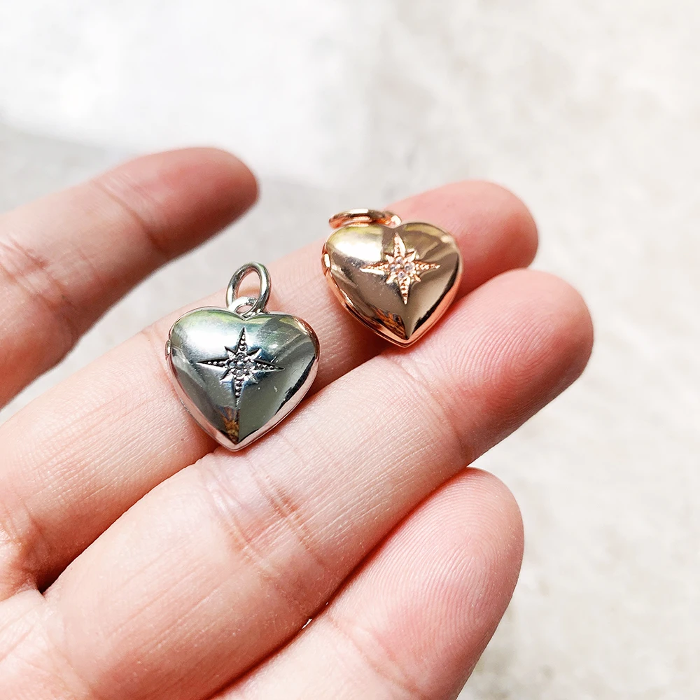 Heart Locket with Star Pendant New Fine Jewelry Europe Accessories 925 Sterling Silver Romantic Gift For Women