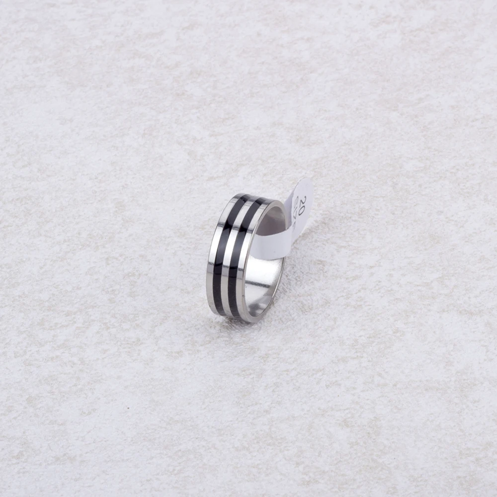 Hot 50/100Pcs Mixed Stainless Steel Black Stripe Rings Wholesale Bulk Men Women Wedding Ring Jewelry Gifts17-21mm Lots
