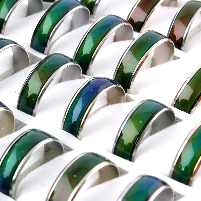 100pcs Wholesale Change Color Mood Rings Temperature Changable Color Ring Free Shipping+Display box