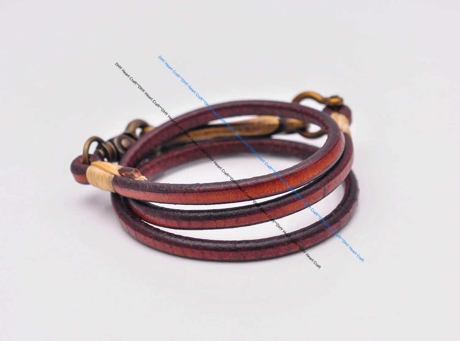 30" Retro Brown Handmade Long Punk Biker Motocycle Trucker 7*5mm Thick Plain Leather Keychain Jean Wallet Chain With Brass Hook