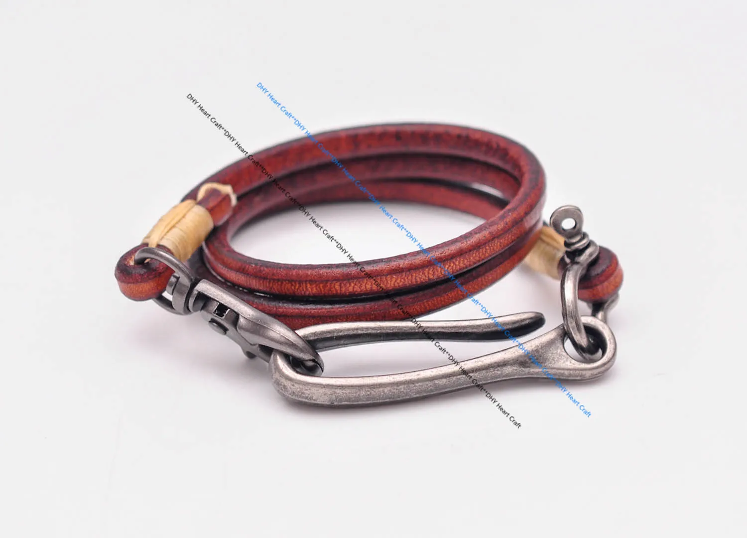 30" Retro Brown Handmade Long Punk Biker Motocycle Trucker 7*5mm Thick Plain Leather Keychain Jean Wallet Chain With Brass Hook