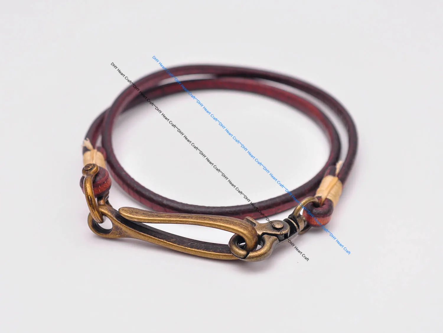 30" Retro Brown Handmade Long Punk Biker Motocycle Trucker 7*5mm Thick Plain Leather Keychain Jean Wallet Chain With Brass Hook