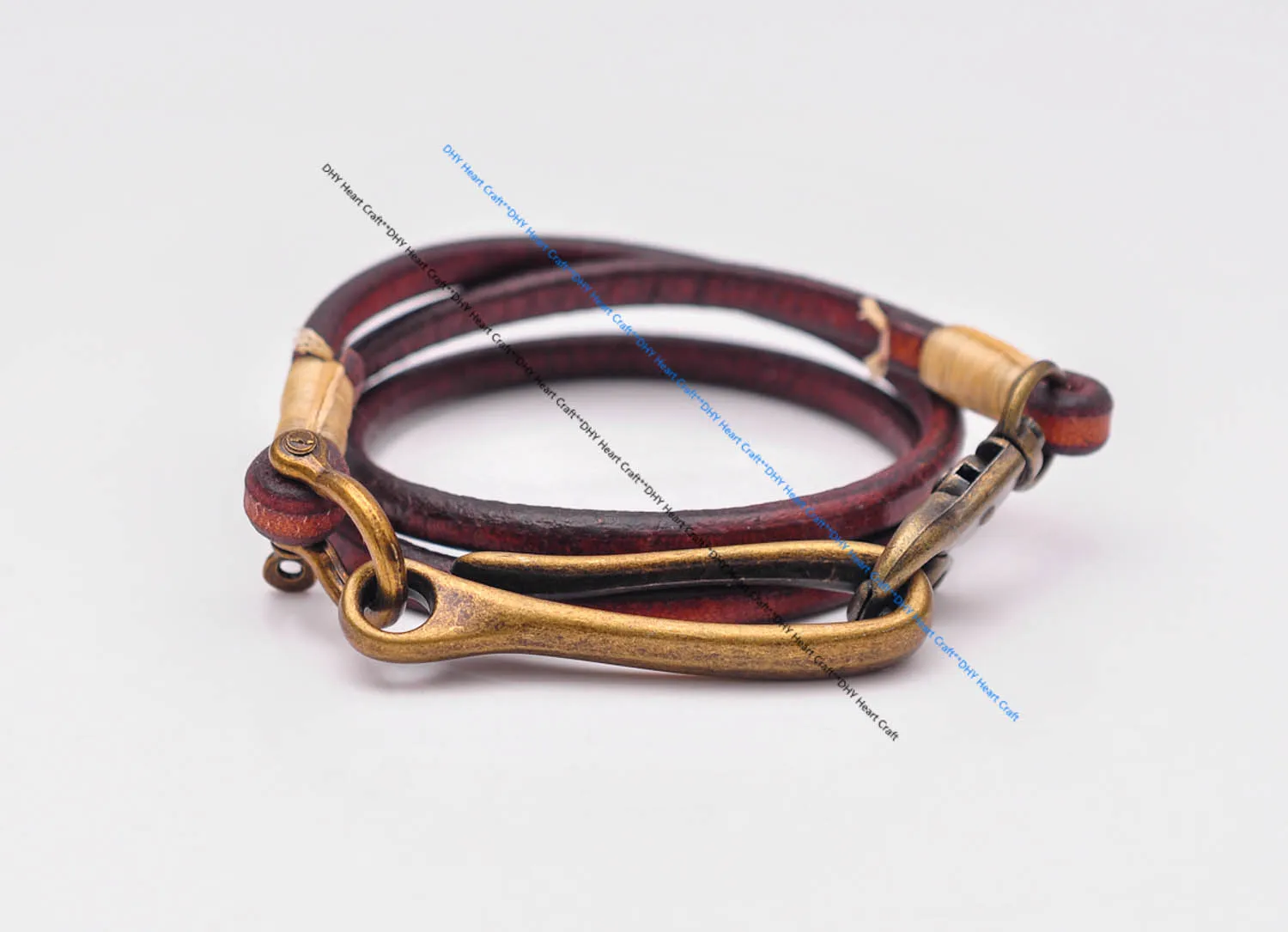 30" Retro Brown Handmade Long Punk Biker Motocycle Trucker 7*5mm Thick Plain Leather Keychain Jean Wallet Chain With Brass Hook