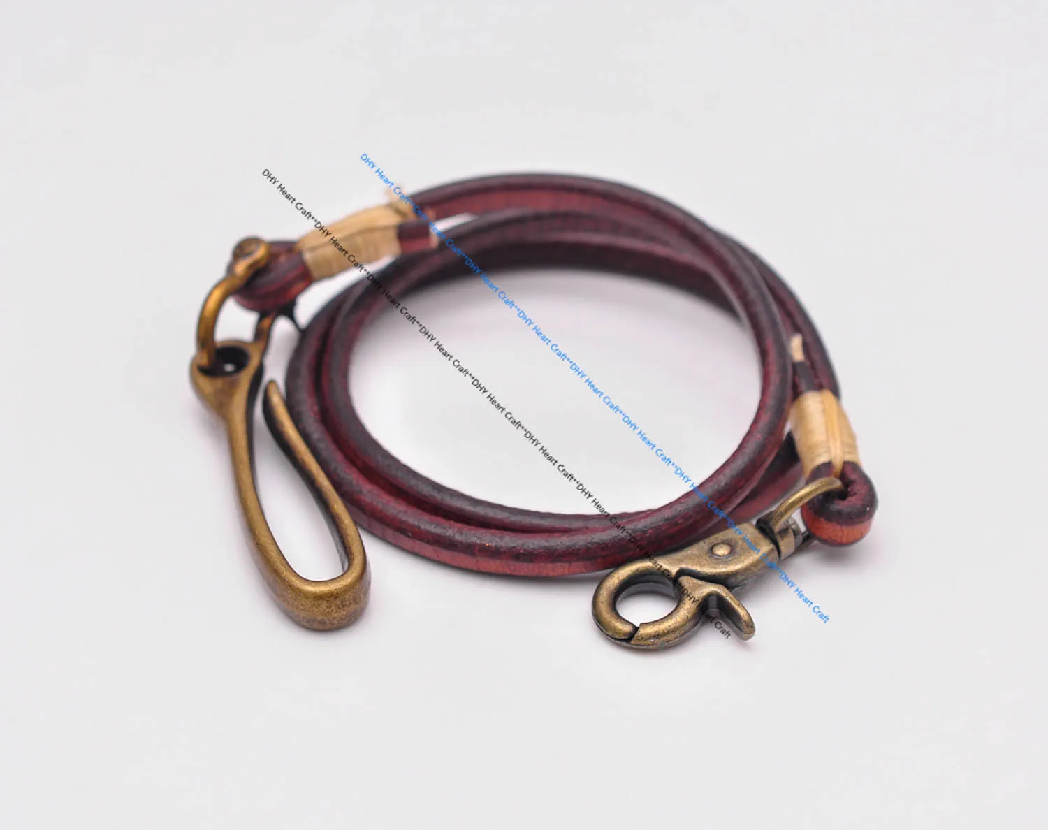 30" Retro Brown Handmade Long Punk Biker Motocycle Trucker 7*5mm Thick Plain Leather Keychain Jean Wallet Chain With Brass Hook