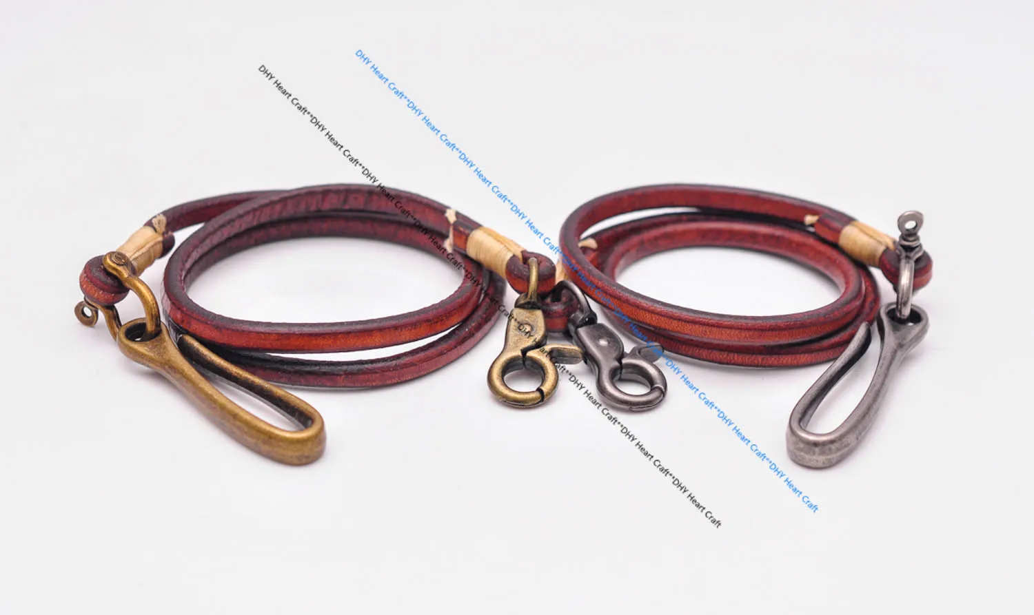 30" Retro Brown Handmade Long Punk Biker Motocycle Trucker 7*5mm Thick Plain Leather Keychain Jean Wallet Chain With Brass Hook